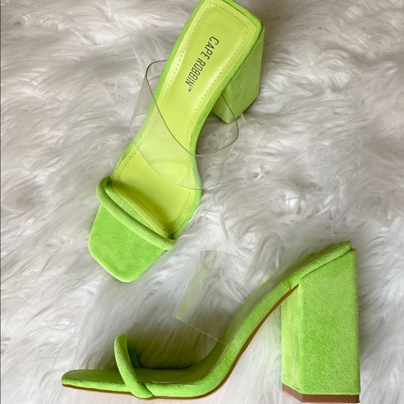 lime green block heels